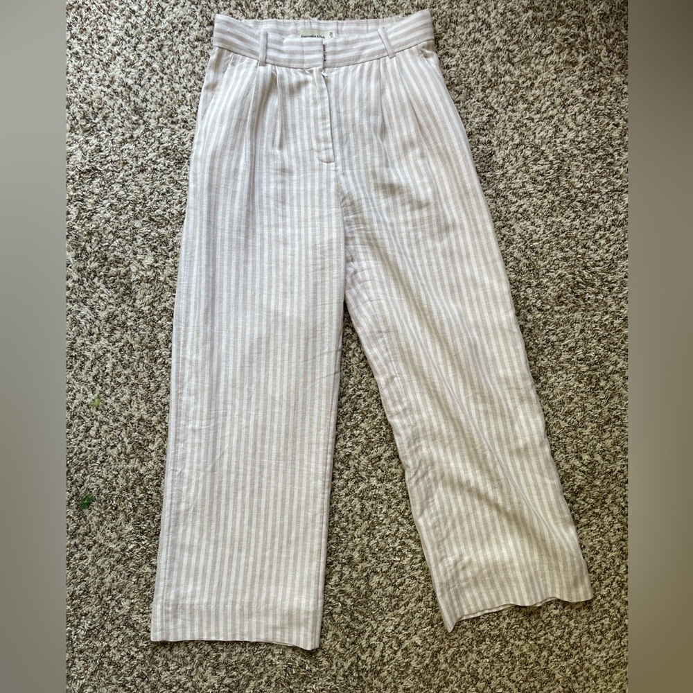 Linen-Blend Sloan Wide Leg Pants Small Petite
